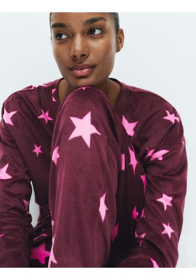 Marks & Spencer Polar Baskılı Pijama Takımı T37004626F Mor