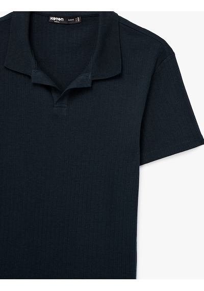 Koton Kısa Kollu Pamuklu Slim Fit Polo Yaka Tişört Lacivert 6sam10291mk
