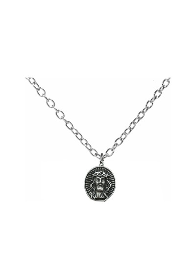 Figürlü Antik Madalyon Tasarımlı Unisex Kolye 60 Cm Zincirli, Metal Dini Ve Vintage Takı Çok renkli