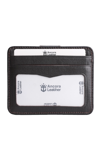 Ancora Leather Hakiki Deri Çıtçıtlı-para Bölmeli Kartlık Kahve-26209