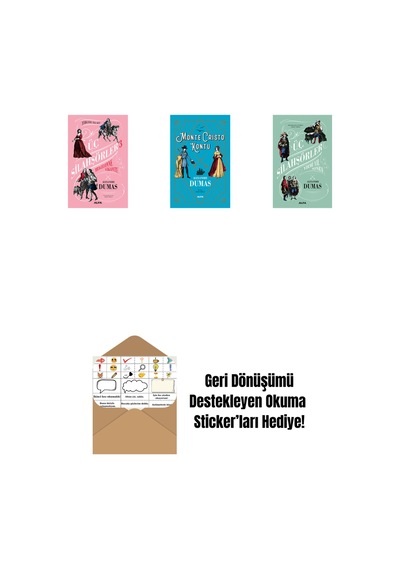 Üç Silahşörler 3 - Bragelonne Vikontu + Monte Cristo Kontu + Üç Silahşörler Yirmi Yıl Sonra Ciltli + Okuma Sticker'ları