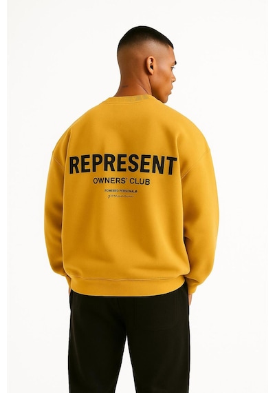 Benroma Represent Baskılı Unisex Sweatshırt Sarı