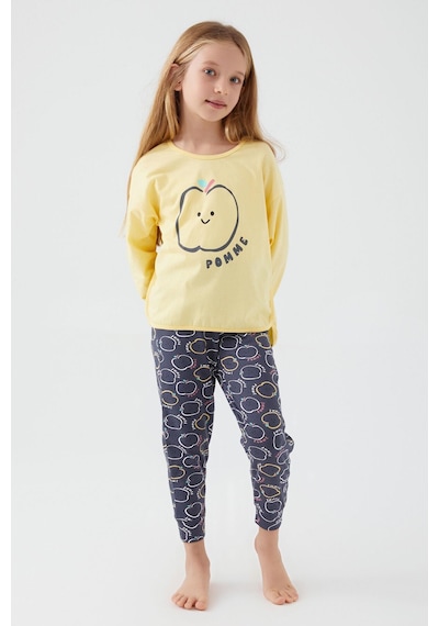 Roly Poly 3063 Pomme Apple Kız Çocuk Uzun Kol Pijama Takım Sarı
