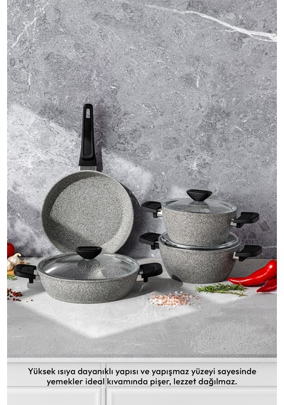 Fortis Granit 7 Parça Tencere Seti Gri