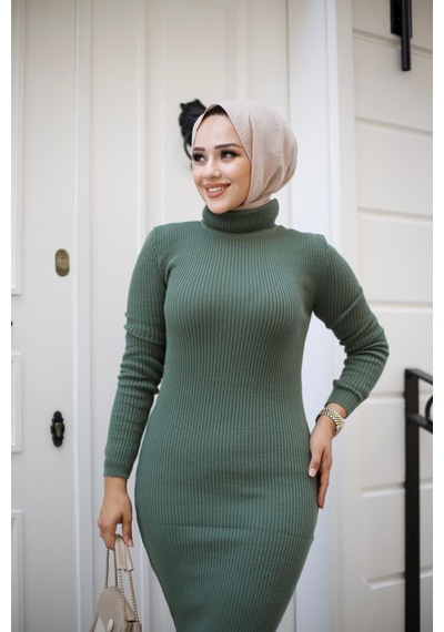 Hira Life Fashion Kadın Elbise Tesettür Giyim Balıkçı Yaka Ve Dar Kesim Triko Kalem Elbise Haki Haki Hira Life Fashion Kadın Elbise Tesettür Giyim Balıkçı Yaka Ve Dar Kesim Triko Kalem Elbise Haki Haki