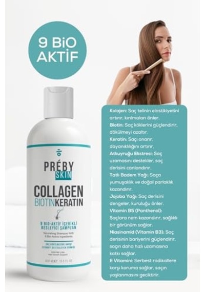 Kolajen, Biotin Ve Keratin Saç Dökülmesine Karşı 9 Bio Aktif İçeren Besleyici Şampuan