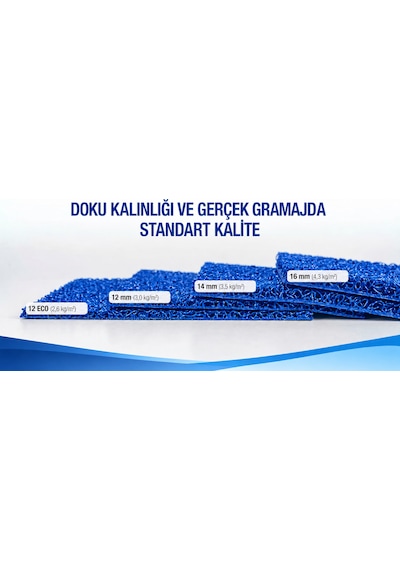 Hortumtech Kıvırcık Paspas Kir Tutucu Pvc Kapı Önü İç Dış Mekan Eko 12 Mm - Mavi 100 X 900 Cm