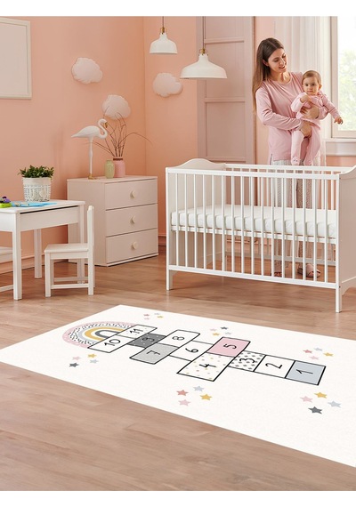 Seksek Oyun Halısı Yıkanabilir Kaymaz Taban Çocuk Odası 6092c 001