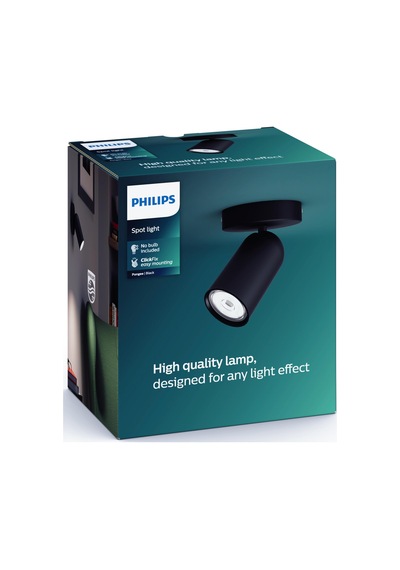 Philips myLiving Pongee Tavan/Duvar Siyah Spot Lamba GU10 Duy (Ampul birlikte verilmez)