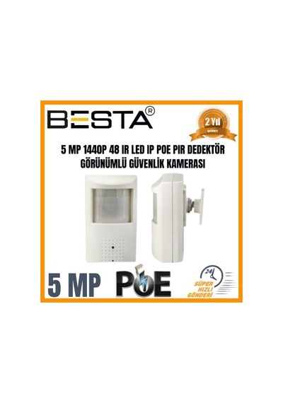 5 Mp 1440p 48 Ir Led Ip Poe Dahili Mikrofonlu Pır Dedektör Görünümlü Güvenlik Kamerası