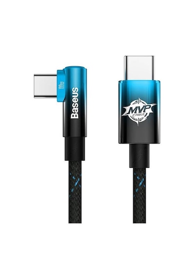 Baseus Mvp 2 Elbow 100w Type-c To Type-c Ultra Hızlı Şarj Ve Data Kablosu Mavi 1m