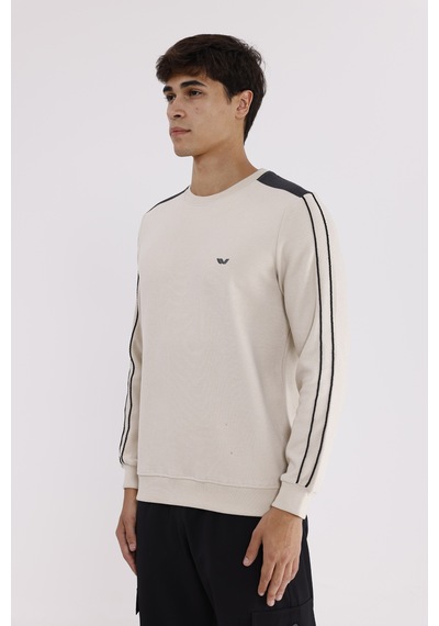 Rowinger Selanik Doku Yumuşak Tutuşlu Rahat Kalıp Yuvarlak Yaka Esnek Manşetli Sweatshirt Beıge