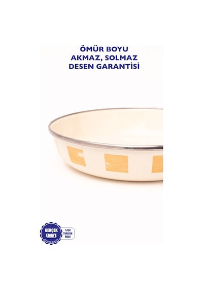 Beige Emaye Bowl Tabağı - Bowl Kase - Salata Kasesi - Sunum Kasesi 21cm Bej - Krem