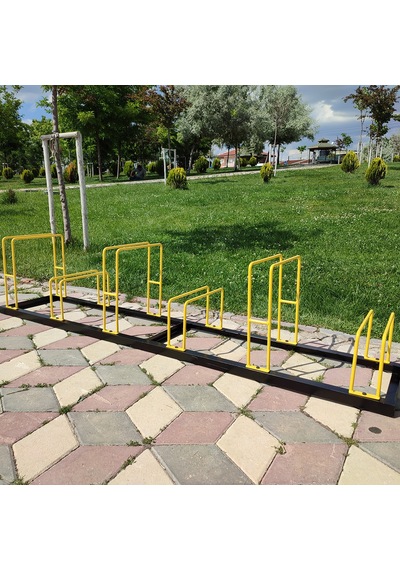 Bisiklet Park Demiri Bisiklet Park Yeri Metal Park Alanı 6 Lı Sarı - Siyah