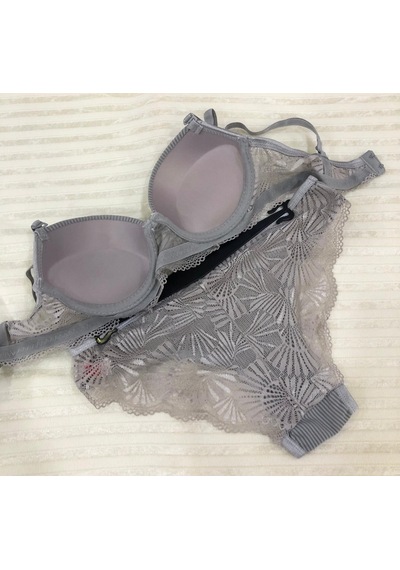 Umt Underwear Umt Kadın Dolgulu B Cup Balenli Telli Sütyen Takımı Gri