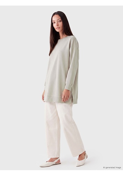 LC Waikiki Lc Waıkıkı Gri Soft Touch Kadın Sweatshirt Tunik