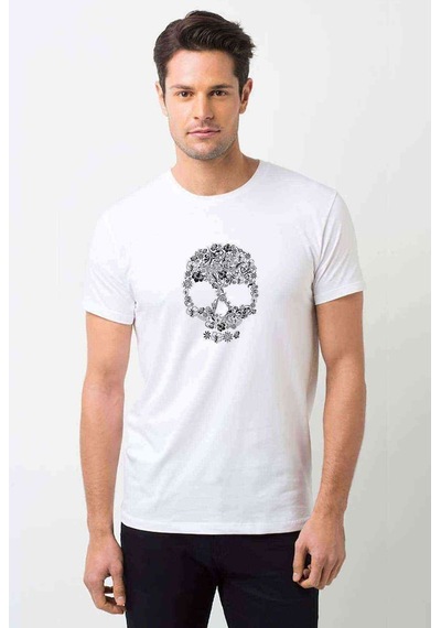 Kuru Kafa Baskılı Beyaz Erkek Tshirt (530961644)