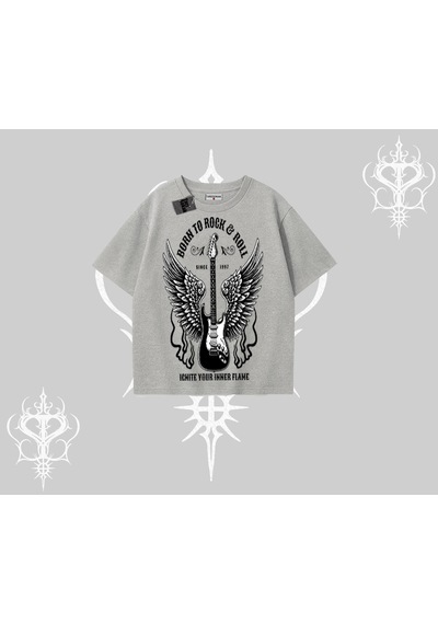 Tarzsokak Oversize Tshirt Born To Rock Eternal Flame Legacy Gri