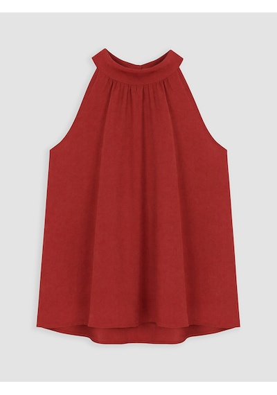Lcw Comfort Kırmızı Halter Yaka Büzgülü Bluz