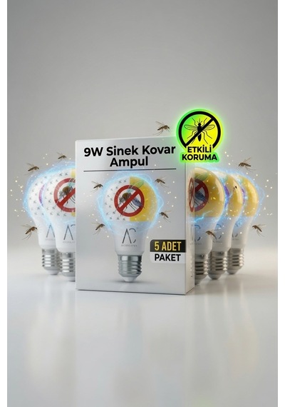 9w Sinek Kovar Led Ampul 5'li Paket Çift Modlu Beyaz Işık & Sarı Sinek Kovucu Işık E27 Duy