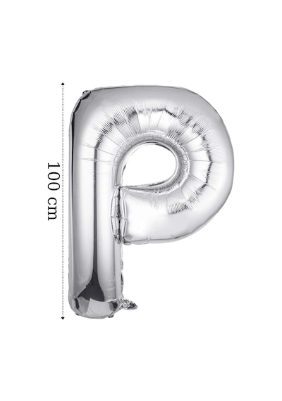 Folyo Balon P Harfi Helyum Balon 100 Cm Gümüş Renk - P Harf Balon - Harf Folyo Silver Balon Çok Renkli