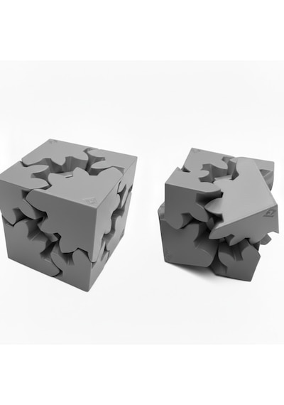 Mekanik Dişli Çarklı Zeka Küpü Hareketli Puzzle Yapı Bloğu - Eğitici Zeka Küpü Stres Oyuncağı-gri