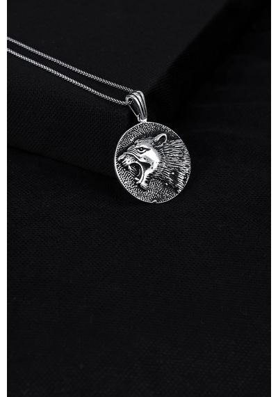 Encili Silver 925 Ayar Gümüş Ayı Model Erkek Kolye