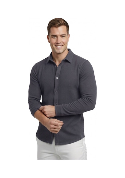 Deepsea Füme Slim Fit Örme Kumaş Likralı Erkek Gömlek Nefes Alan Esnek Ve Modern Tasarım 2602604 Deepsea Füme Slim Fit Örme Kumaş Likralı Erkek Gömlek Nefes Alan Esnek Ve Modern Tasarım 2602604