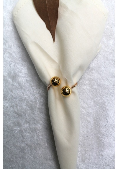 12 Adet Gold Bead Metal Halkalı Peçete Yüzüğüxx