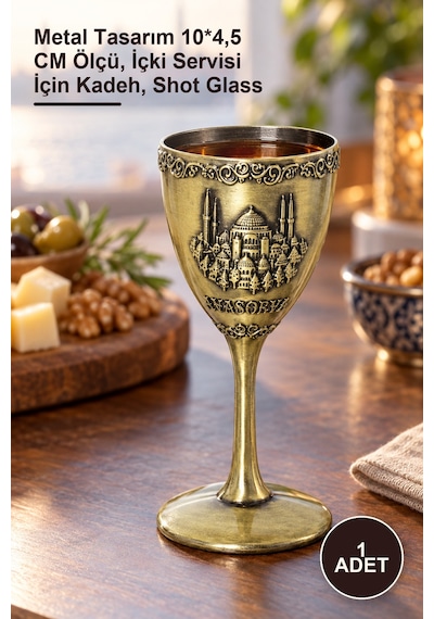 1 Adet Yöresel Metal Kadeh Bardak Metal Tasarım 10 4,5 Cm Ölçü, İçki Servisi İçin Kadeh, Shot Glass