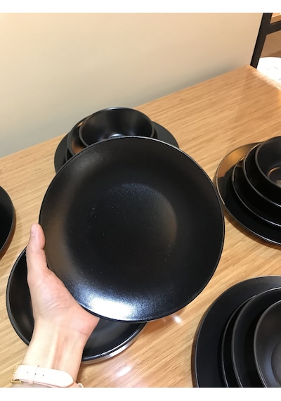 Keramika Mat Siyah 32 Parça 6 Kişilik Yemek Kahvaltı Takımı