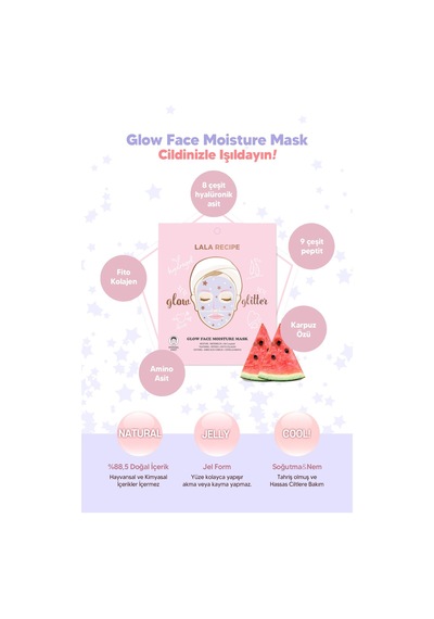 Lalarecipe Ne MLendirici ve Aydınlatıcı Cam Cilt Glitter Maske LALARECIPE Glow Moisture Mask