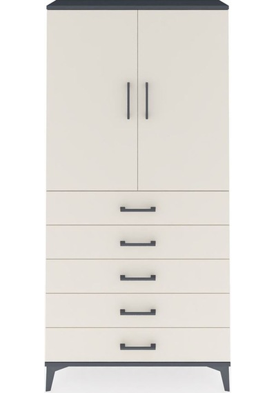 Arges Dolap 3 Raflı 5 Çekmeceli 2 Kapaklı 88x30x182 Antrasit-... Antrasit