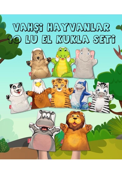 10  Parça  Tox  Vahşi  Hayvanlar  El  Kukla  Set  .  Eğitici  Oyuncak
