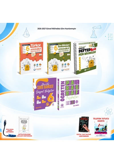 Çanta Yayınları 2026-2027 6. Sınıf Tüm Dersler 5 Kitap Türkçe-fen-sos Soru/fen Defter/paragraf Set