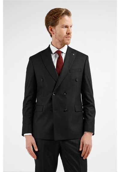 İmza Siyah Kırlangıç Yaka 6 Drop Slim Fit Takım Elbise 1001255172 Siyah