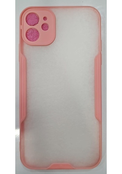 Apple Uyumlu iPhone 11 Kılıf Şeffaf Kenarları Pembe