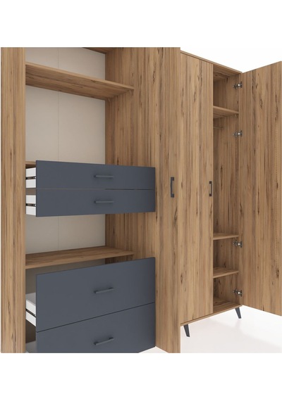 Hyperion Dolap 12 Raflı 4 Çekmeceli Tek Askılı 220x44x243 Çam-çam/antrasit Çok Renkli Hyperion Dolap 12 Raflı 4 Çekmeceli Tek Askılı 220x44x243 Çam-çam/antrasit Çok Renkli