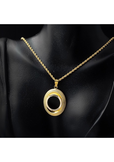 Oval Çerçeve Çeyrek Altınlık Kolye 14SCK16KL