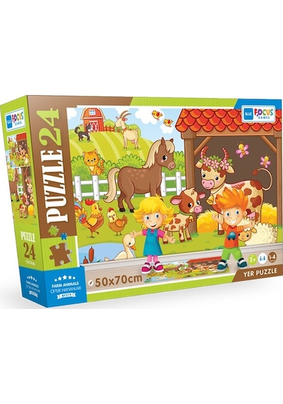24 Parça Yer Puzzle - Farm Anımals Çiftlik Hayvanları