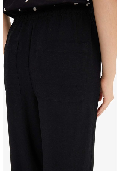 Defacto Wide Leg Cepli Yüksek Bel Standart Boy Keten Karışımlı Pantolon F5024ax25aubk27 Siyah