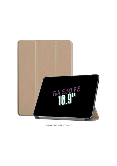 Galaxy Tab S10 Fe Uyumlu 10.9" Katlanabilen Standlı Smart Cover Akıllı Tablet Kılıfı Kapaklı Kılıf ROSE GOLD