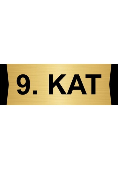 9.kat 7x20cm Altın Renk Metal Yönlendirme Levhası