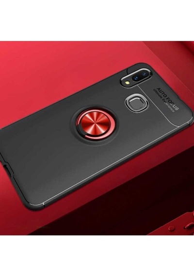 Huawei Y7 Prime 2019 Kılıf Zore Ravel Silikon Kapak Siyah-Kırmızı