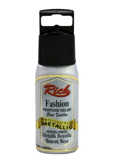 Rich 60 ML 906 Metalik Gümüş Boyutlu Boncuk Akrilik Boya Gümüş