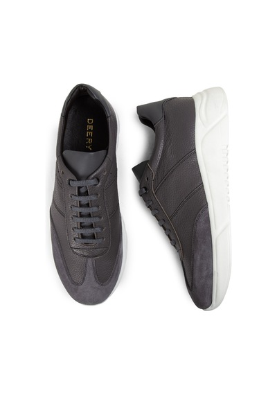 Deery Hakiki Deri Gri Erkek Sneaker Ayakkabı - 01961Mgrıp01 Gri