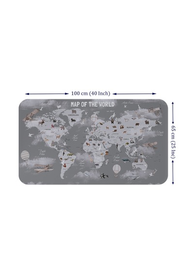 Eğitici Dünya Haritası Dünya Atlası Çocuk Ve Bebek Odası Duvar Sticker -60x105-3811 Çok Renkli