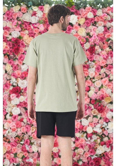 Remsa Erkek Şort Tshirt Pijama Takımı 25253 Haki Haki Yeşil