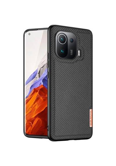 Dux Ducis Fino Serisi Xiaomi Mi 11 Pro Kılıf Premium Dokuma Silikon Kılıf- 5775 Gri