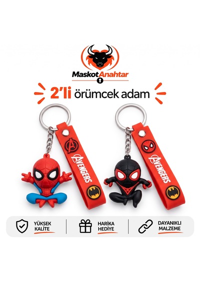 Örümcek Adam Silikon Anahtarlık Kırmızı Siyah